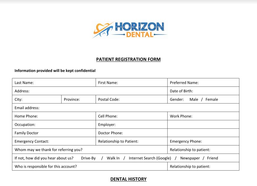 PATIENT REGISTRATION FORM